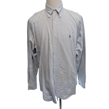 Chemise Ralph Lauren Yarmouth XL Rayures Bleu Oxford Button Down Shirt