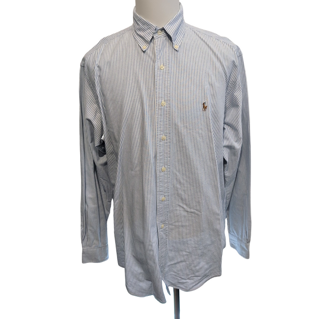 Chemise Ralph Lauren Yarmouth XL Rayures Bleu Oxford Button Down Shirt