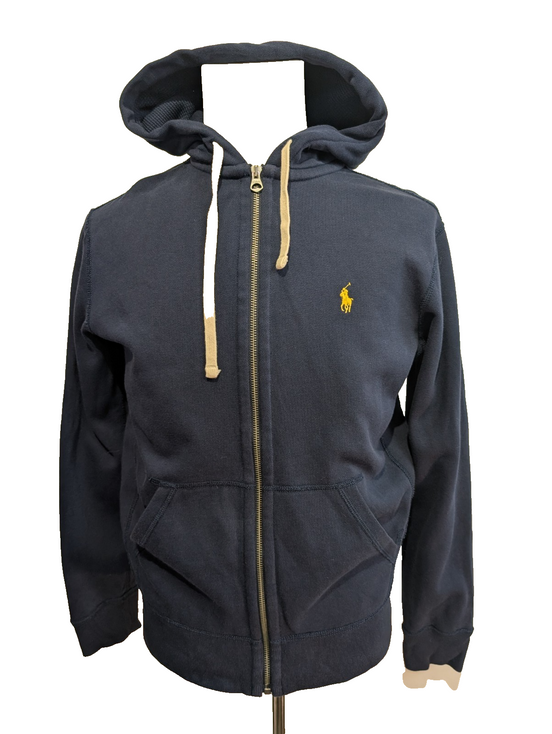 Polo Ralph Lauren Veste Hoodie Capuche Zippée Bleu Marine S Logo Jaune