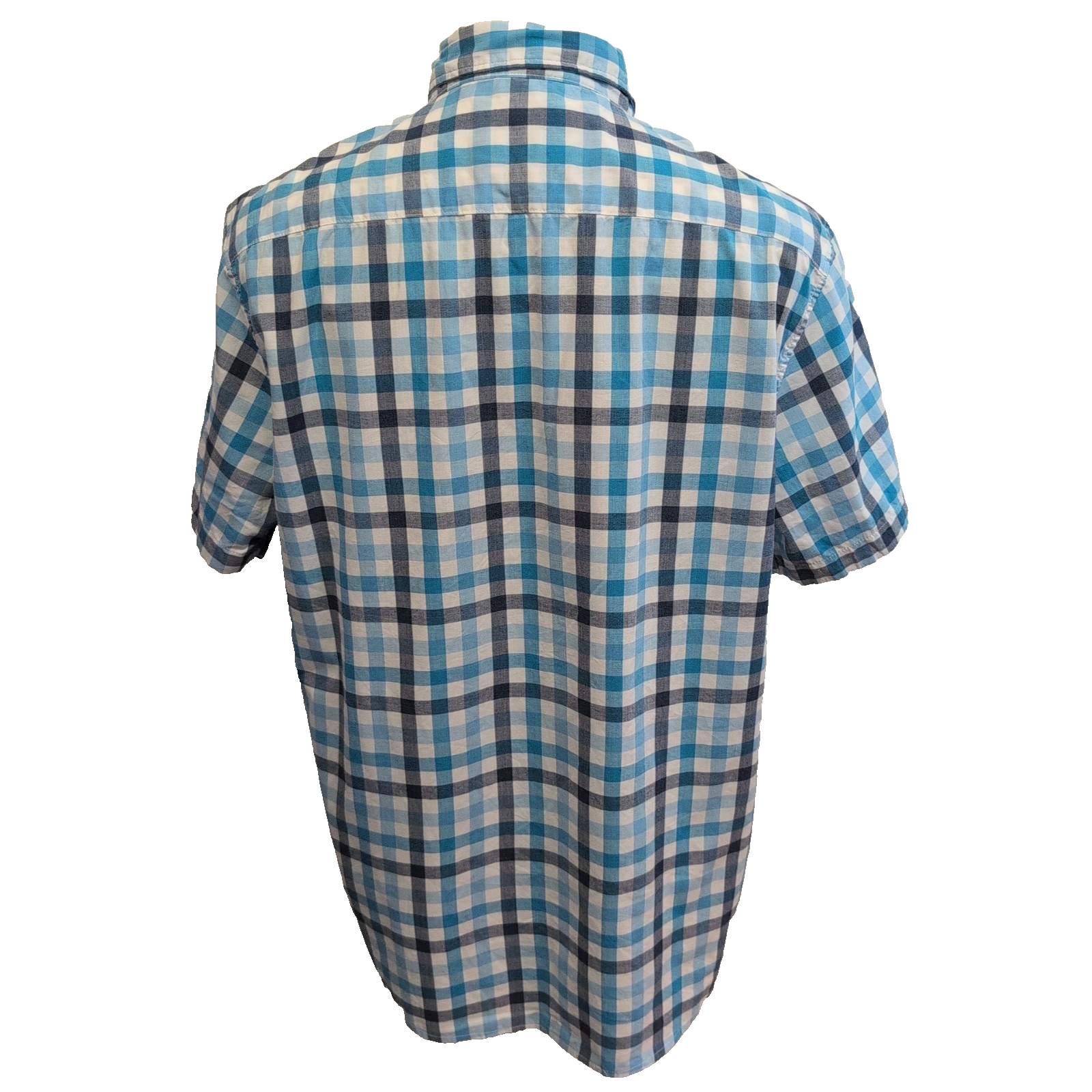 Chemise Lee stretch bleu ciel à petits carreaux manches courtes taille L