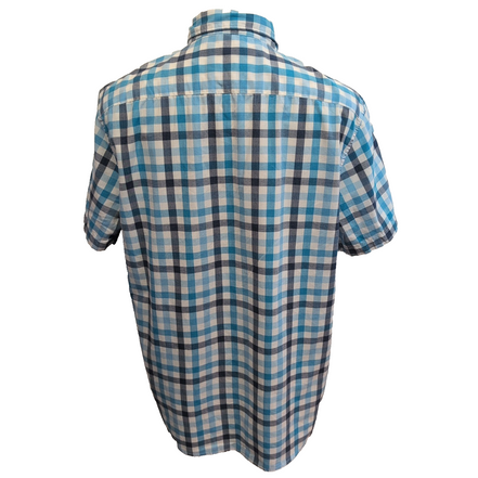 Chemise Lee stretch bleu ciel à petits carreaux manches courtes taille L
