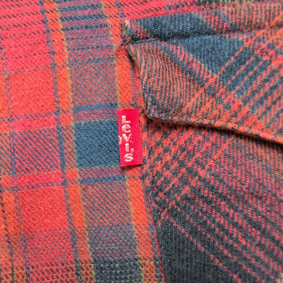 Chemise Levi's Vintage Flanelle Style Western Carreaux Bordeaux / Bleu Taille L