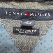 Chemise Tommy Hilfiger Homme Taille M New York Fit Bleue Micro Motif Coton