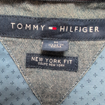 Chemise Tommy Hilfiger Homme Taille M New York Fit Bleue Micro Motif Coton