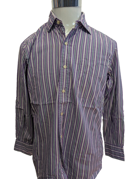 Chemise Polo Ralph Lauren Shirt M Curham Sport Violet Rayée Poche Col Classique