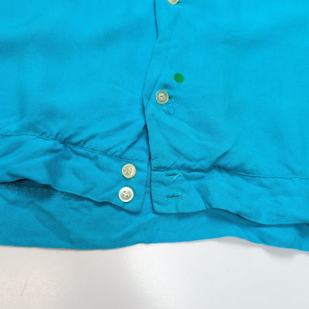 Chemise hawaïenne The Suringster L bleue brodée 100% soie manches courtes