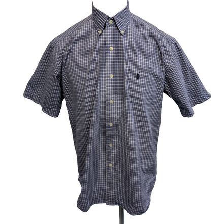 Chemise Ralph Lauren Blake M/L violet carreaux manches courtes coton Hong Kong