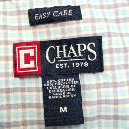 Chemise Chaps modèle Easy Care bleu petits carreaux poche manches courtes M