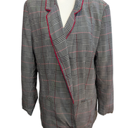 Veste Blazer femme Motif Pied-de-poule Noir Rouge Blanc Taille XL