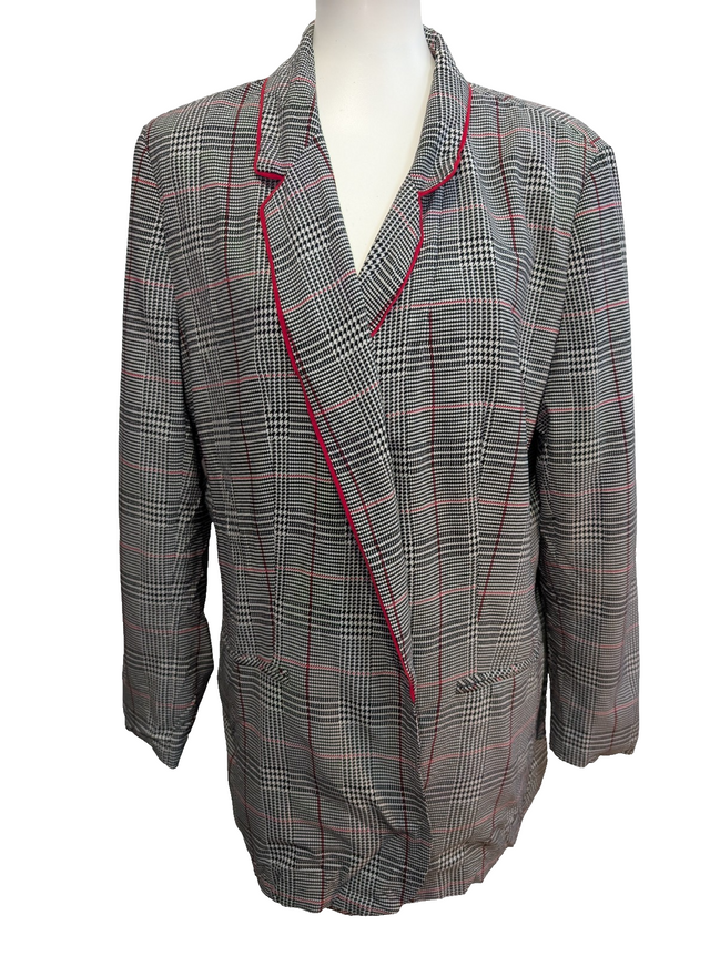 Veste Blazer femme Motif Pied-de-poule Noir Rouge Blanc Taille XL