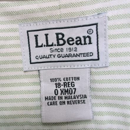 Chemise L.L. BEAN Homme XXL Vert Clair à Rayures Manches Courtes Poche