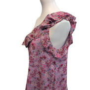 Haut Femme La Redoute Taille 38 Violet Rouge Fleuri Épaule Dénudées Neuf