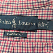 Chemise Ralph Lauren rose et bleue à carreaux logo marine taille L #2551