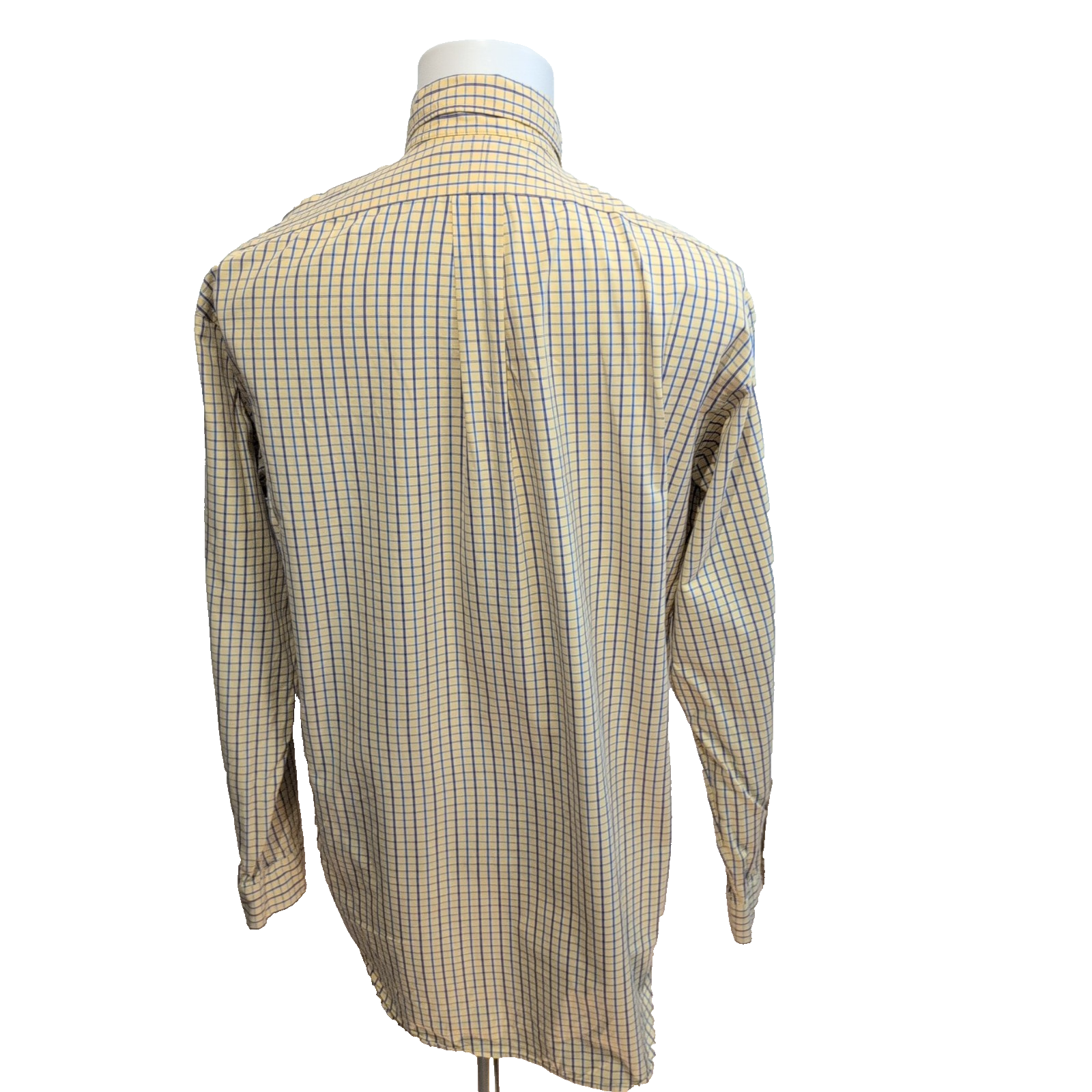 Chemise Ralph Lauren Blake M Jaune Carreaux Bleu Coton Logo Bleu Marine
