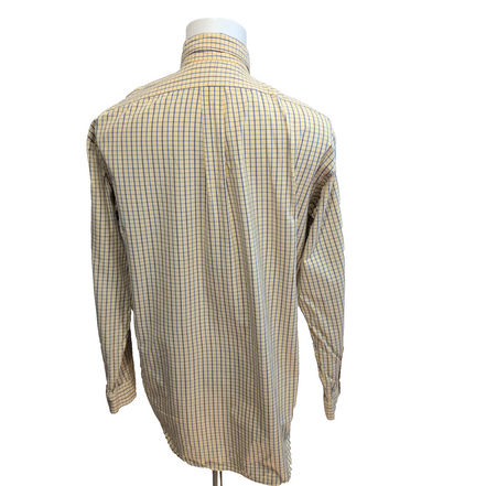 Chemise Ralph Lauren Blake M Jaune Carreaux Bleu Coton Logo Bleu Marine