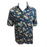 Chemise Hawaïenne Sun Fusion Rayonne Bleu Poissons Palmiers M