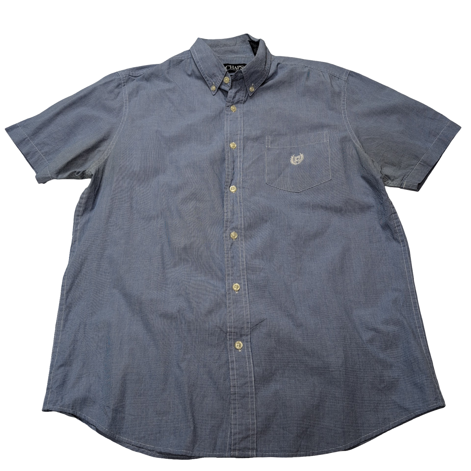 Chemise CHAPS bleue unie 1 poche manches courtes taille L homme