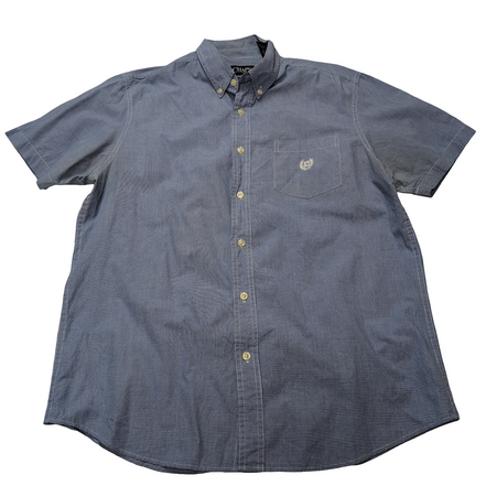 Chemise CHAPS bleue unie 1 poche manches courtes taille L homme