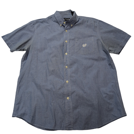 Chemise CHAPS bleue unie 1 poche manches courtes taille L homme