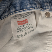 Jean Wrangler Relaxed Fit Bleu Clair W34 L32 Toile Épaisse Vintage Homme
