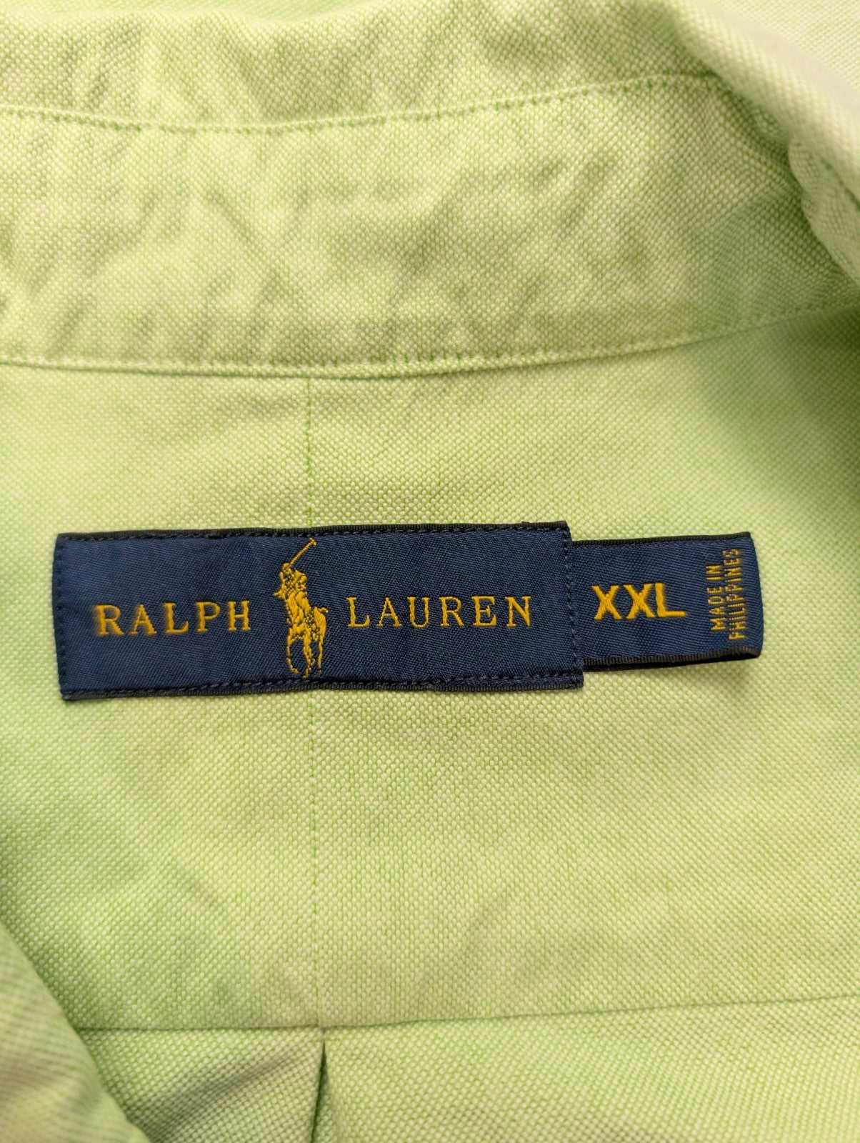 Chemise Ralph Lauren verte clair logo marron taille XXL #2505