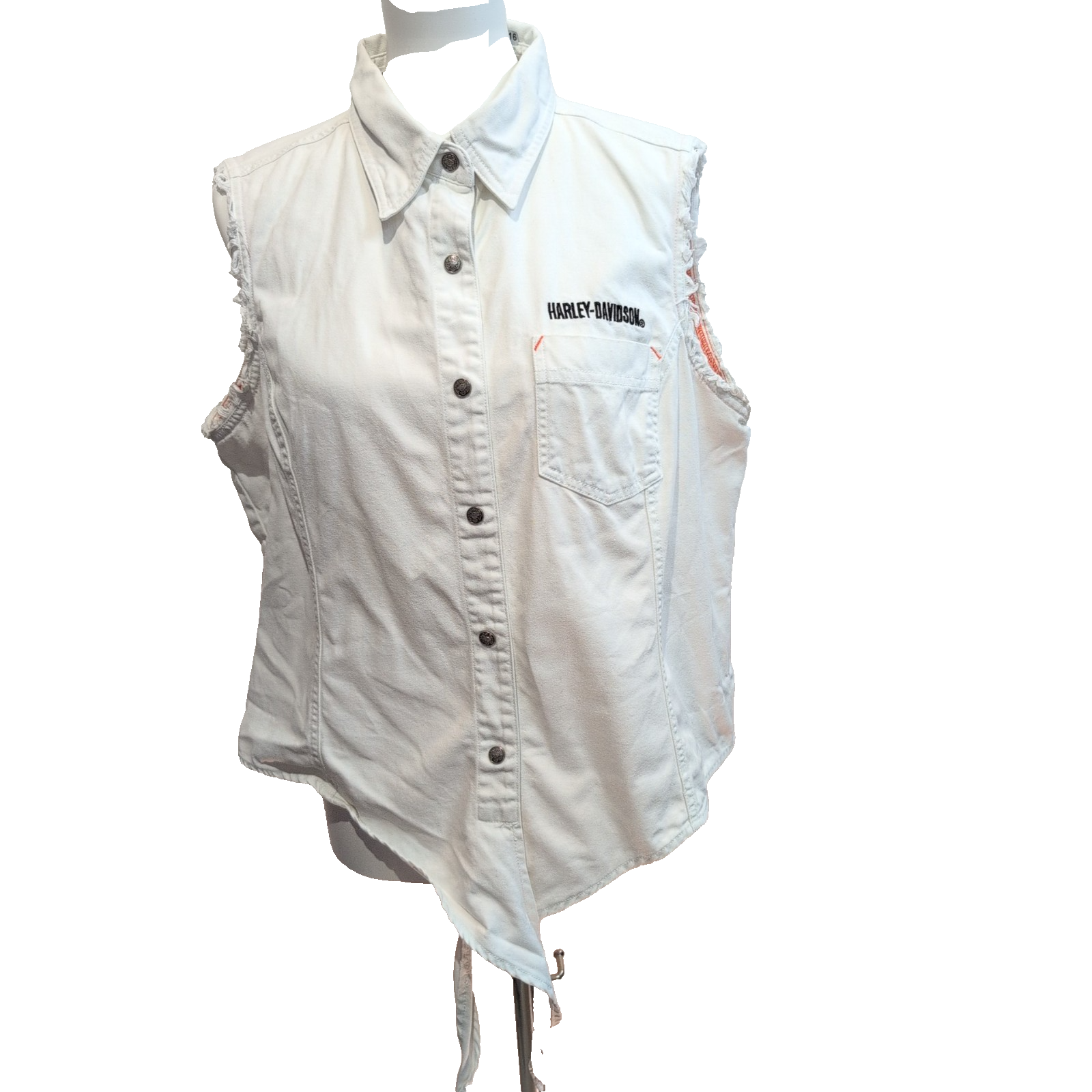 Chemise Harley-Davidson Femme XL Blanche Sans Manches Dos Brodé Ailes Ange
