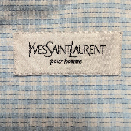 Chemise YVES SAINT LAURENT Bleu Carreaux XL Logo Brodé Manches Courtes