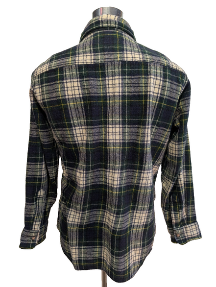 Lord & Taylor Chemise Flanelle Laine Carreaux Vert Bleu Marine L Vintage homme