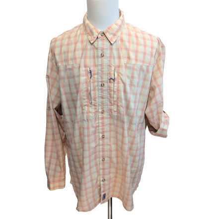 Chemise Patagonia XL Saumon Crème Carreaux Nylon Recyclé Poches Zip