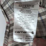 Chemise Carhartt Force 2XL Gris Rouge Carreaux Coton Nylon Manches Courtes