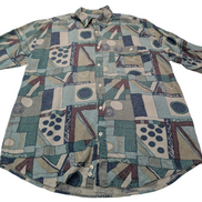 Chemise hawaïenne soie Nine Twenty East abstrait manches courtes taille M