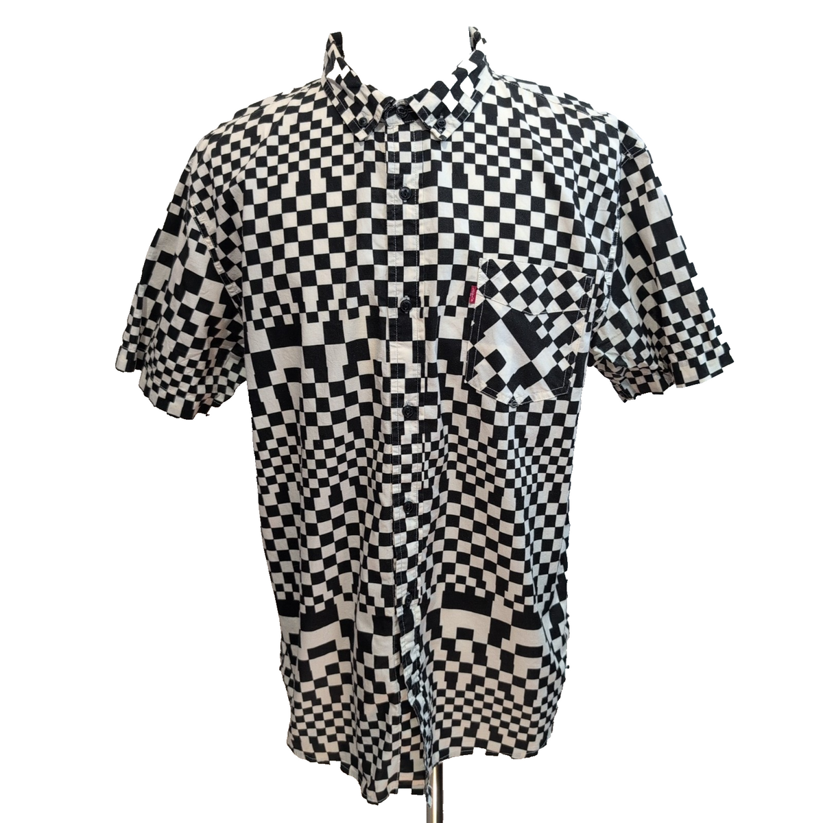 Chemise Levi's XL Noir Blanc Damier Checkerboard Logo Manches Courtes