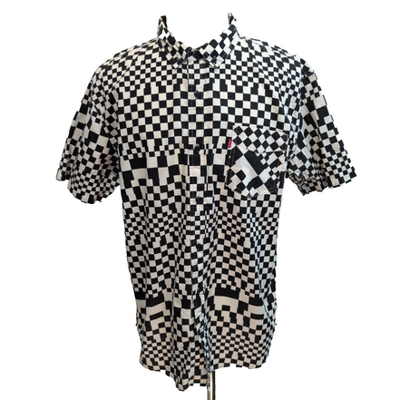 Chemise Levi's XL Noir Blanc Damier Checkerboard Logo Manches Courtes