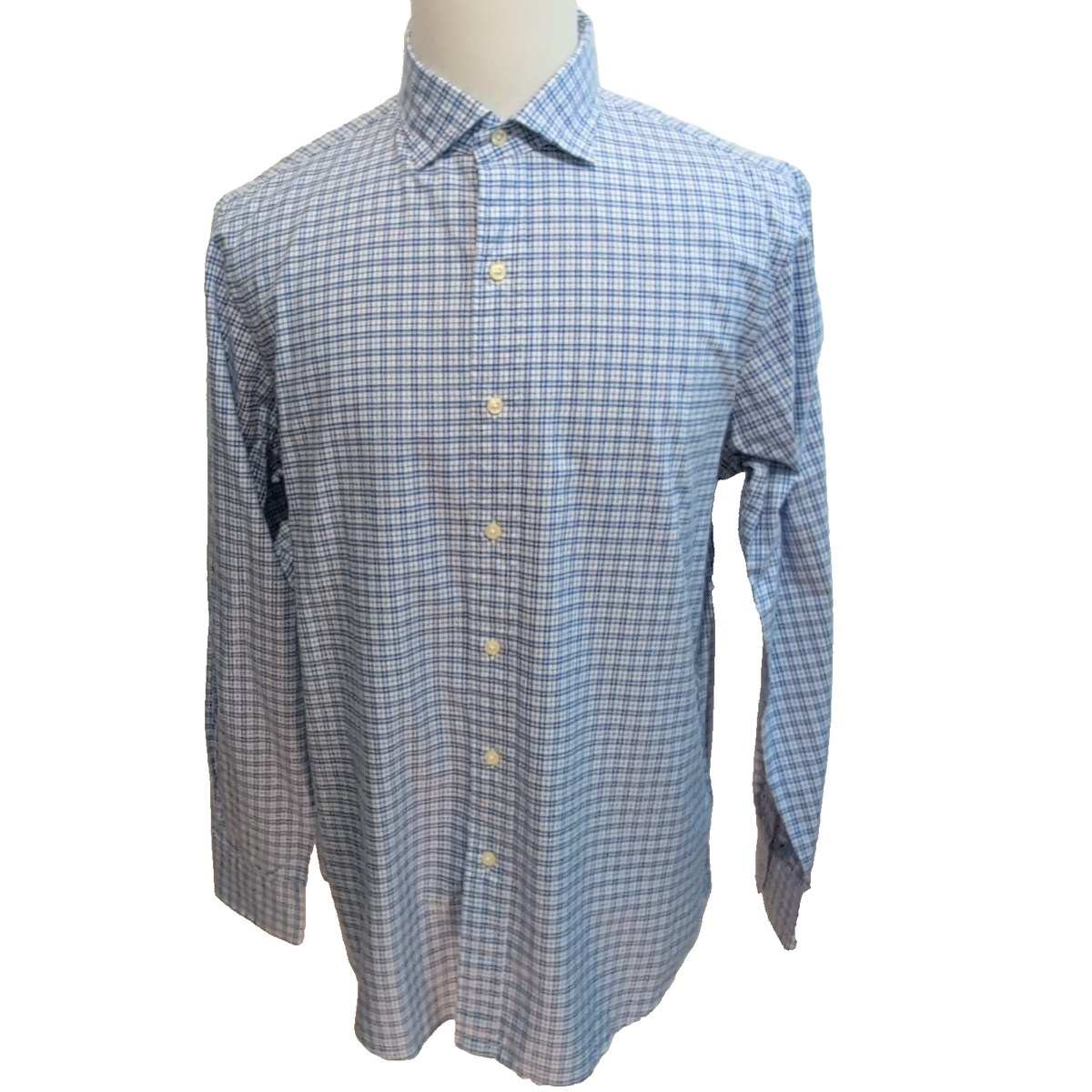 Chemise Polo Ralph Lauren L Bleu Carreaux 100% Coton Sans Logo Classique