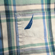 Nautica chemise manches courtes bleu vert à carreaux logo brodé taille L