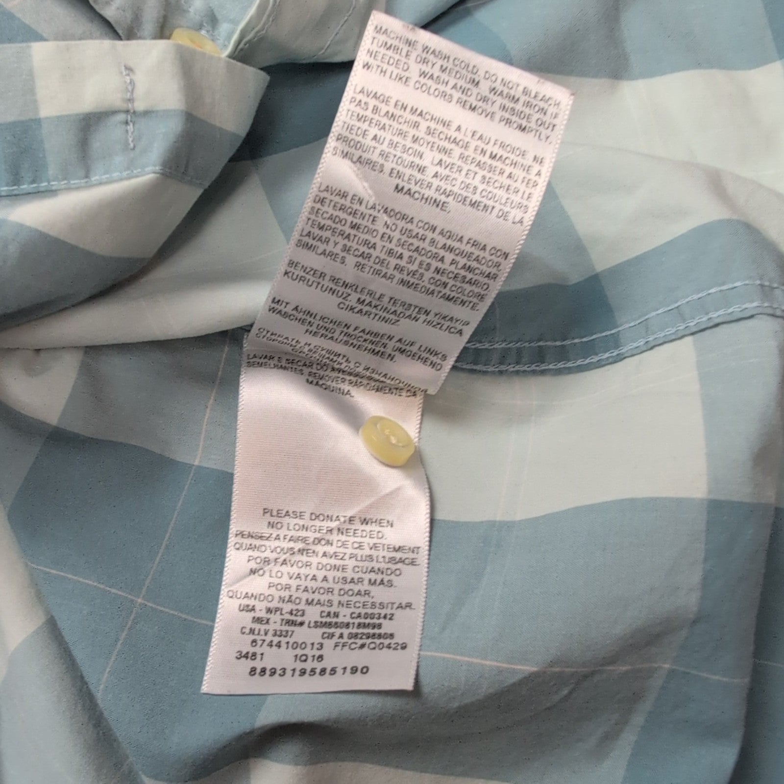 Chemise Dockers bleu carreaux poche logo manches courtes M