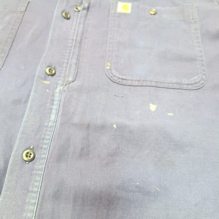 Chemise Carhartt 2XL Tall Relaxed Fit Bleu Marine 2 Poches Zip manches courtes