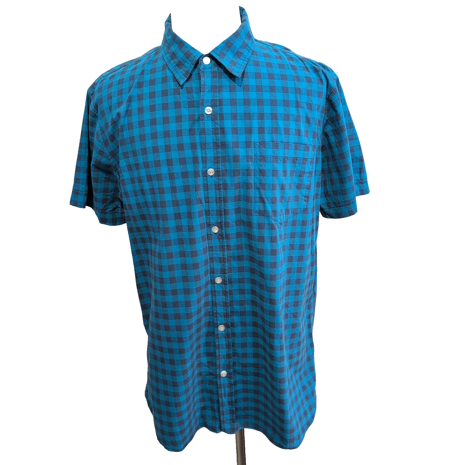Chemise Lee Manches Courtes Bleue et Noire à Carreaux à Poche Taille XL