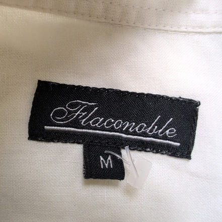 Chemise Hawaïenne Flaconoble  style Cuba Panama M Lin Coton Broderie Blanc Cassé