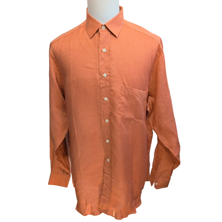 Chemise Peter & Sons New York L/XL 100% Lin Orange Neuve Sans Étiquette