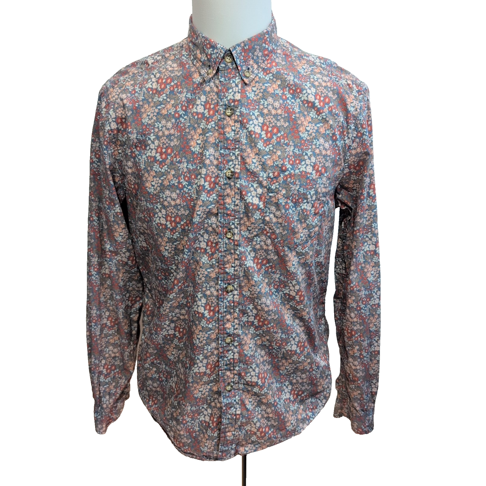 Chemise Life After Denim M Fleurie Rouge Blanc 100% Coton manches longues