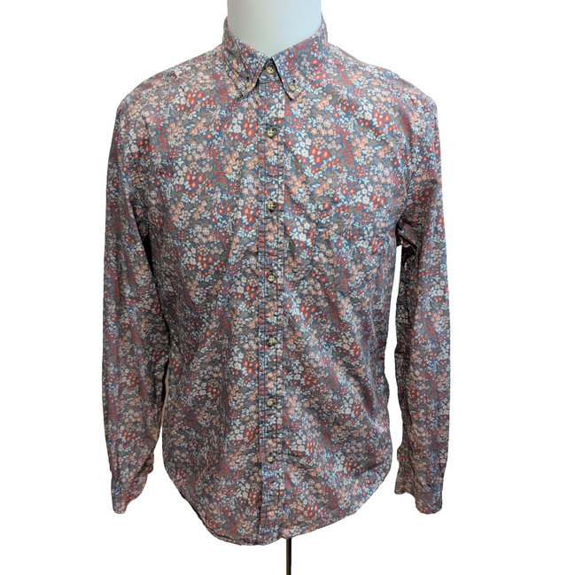 Chemise Life After Denim M Fleurie Rouge Blanc 100% Coton manches longues