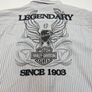 Chemise Harley Davidson M gris rayures aigle brodée Ride Hard biker rare