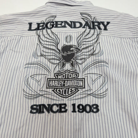 Chemise Harley Davidson M gris rayures aigle brodée Ride Hard biker rare
