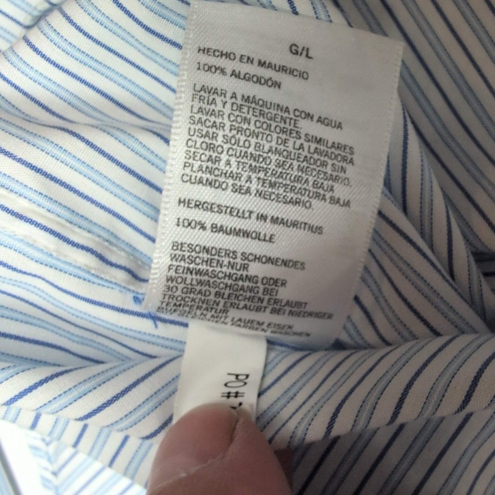 Chemise Nautica L Slim Fit Bleu Rayures Made in Mauritius Coton manches longues