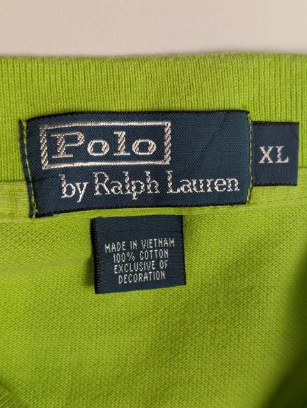 Polo manches courtes Polo Ralph Lauren XL vert anis logo bleu marine coton