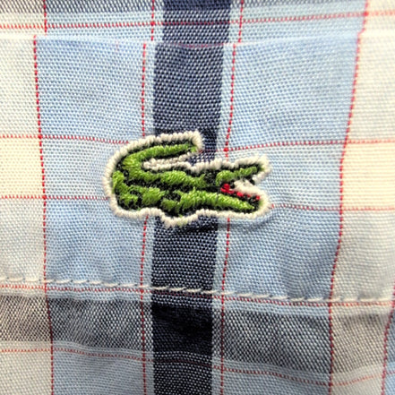 Chemise Lacoste Bleue À Carreaux Taille 42 L Manches Longues