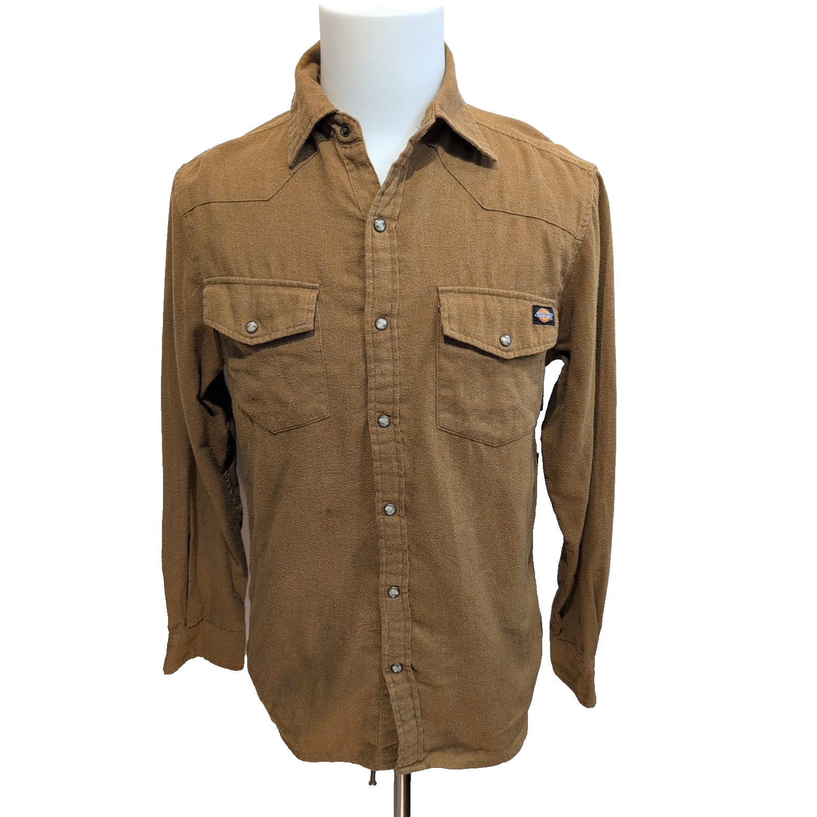 Chemise Dickies S Flanelle Western Marron Pressions Logo Poche Vintage
