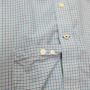 Chemise Nautica XL Bleu Marine Turquoise Carreaux 100% Coton manches longues
