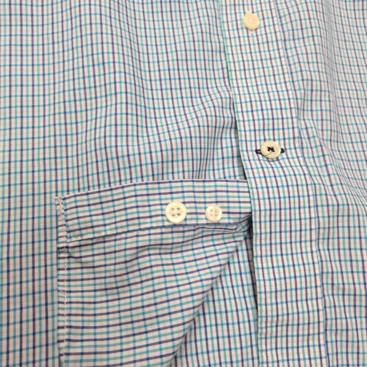 Chemise Nautica XL Bleu Marine Turquoise Carreaux 100% Coton manches longues